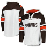 Cleveland Browns '47 Gridiron Lace-Up Pullover Hoodie - Heather Gray - 47 brand
