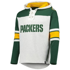 Green Bay Packers '47 Gridiron Lace-Up Pullover Hoodie - Heather Gray - 47 brand