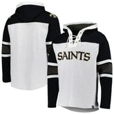 New Orleans Saints '47 Gridiron Lace-Up Pullover Hoodie - Heather Gray - 47 brand