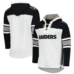 Las Vegas Raiders '47 Gridiron Lace-Up Pullover Hoodie - Heather Gray - 47 brand