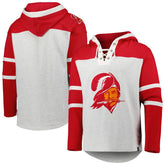 Tampa Bay Buccaneers '47 Historic Logo Gridiron Lace-Up Pullover Hoodie - Heather Gray - 47 brand