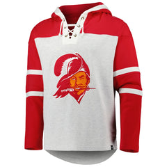 Tampa Bay Buccaneers '47 Historic Logo Gridiron Lace-Up Pullover Hoodie - Heather Gray - 47 brand