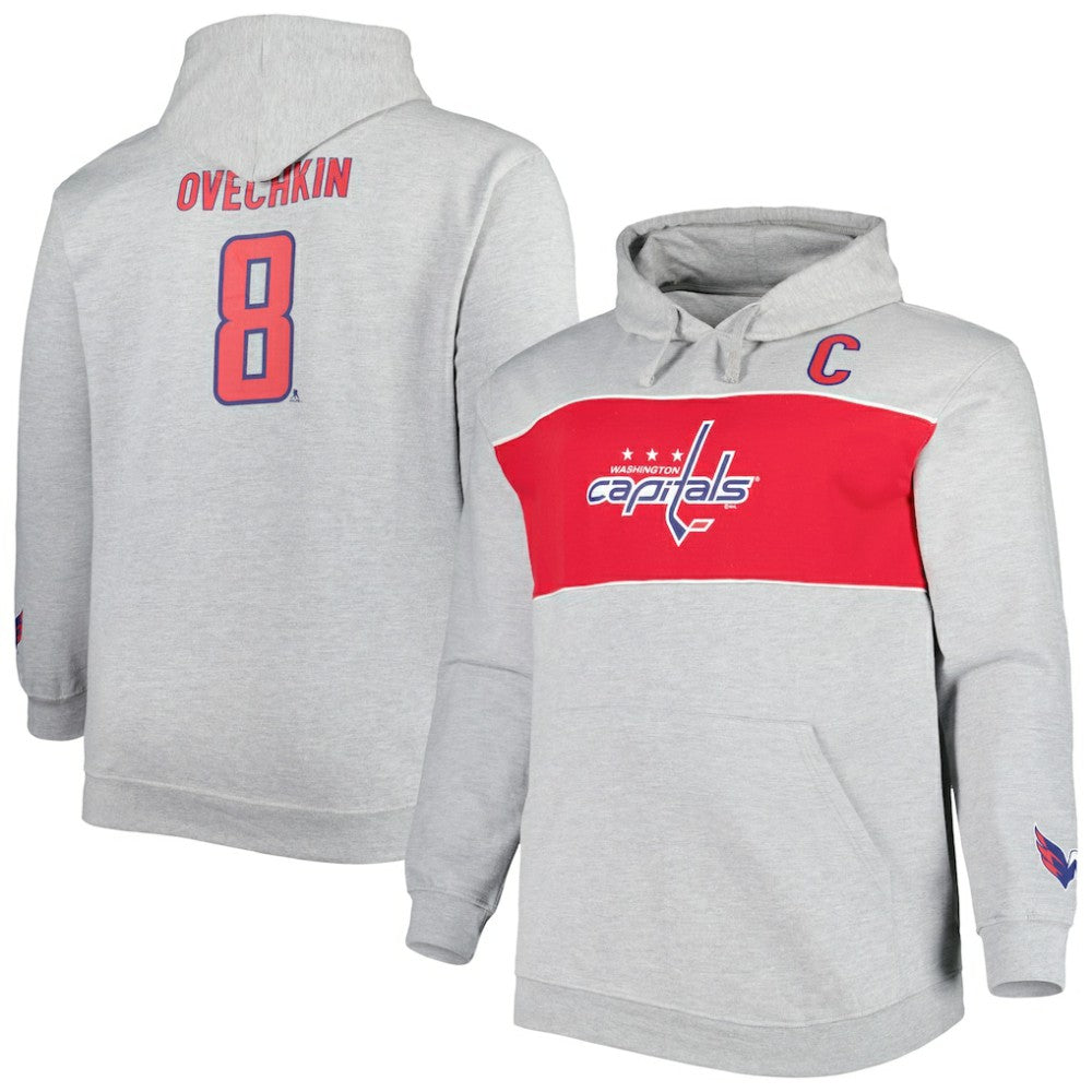 Alexander Ovechkin Washington Capitals Big & Tall Player Pullover Hoodie - Heather Gray | NHL on sale