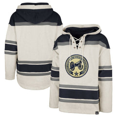 Columbus Blue Jackets '47 Rockaway Lace-Up Pullover Hoodie - Oatmeal | 47 brand Clearance