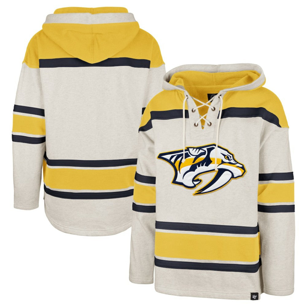 Nashville Predators '47 Rockaway Lace-Up Pullover Hoodie - Oatmeal | 47 brand near me