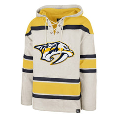 Nashville Predators '47 Rockaway Lace-Up Pullover Hoodie - Oatmeal | 47 brand near me