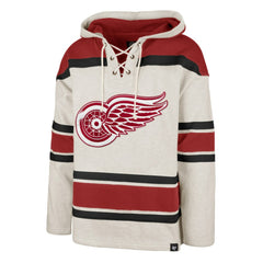 Detroit Red Wings '47 Rockaway Lace-Up Pullover Hoodie - Oatmeal | 47 brand Clearance