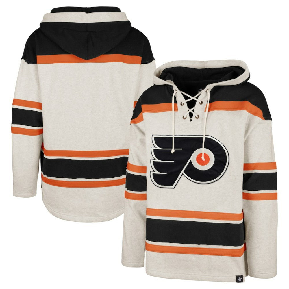 Philadelphia Flyers '47 Rockaway Lace-Up Pullover Hoodie - Oatmeal | 47 brand near me