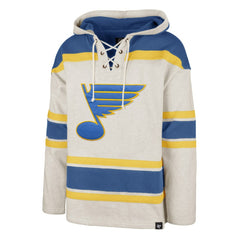 St. Louis Blues '47 Rockaway Lace-Up Pullover Hoodie - Oatmeal | 47 brand online