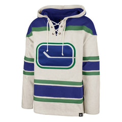 Vancouver Canucks '47 Rockaway Lace-Up Pullover Hoodie - Oatmeal | 47 brand Lifestyle