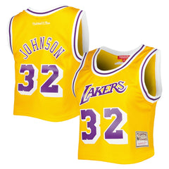 Mitchell & Ness Magic Johnson Los Angeles Lakers Women's 1984 Hardwood Classics Crop Player Tank Top Gold