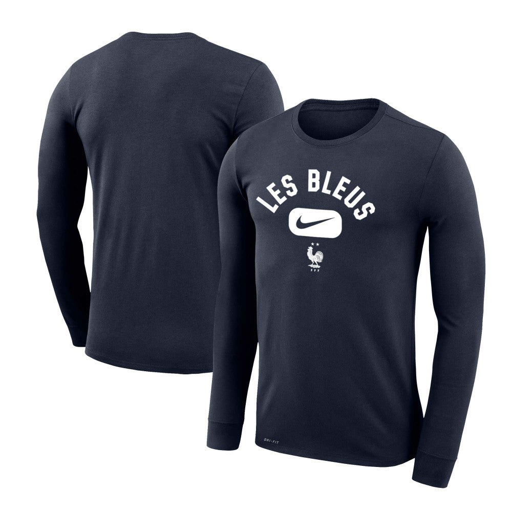 Nike - France National Team Lockup Legend Performance Long Sleeve T-Shirt - Navy