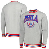 New Era Philadelphia 76ers Unisex Vintage Throwback Crew Sweatshirt Heather Gray