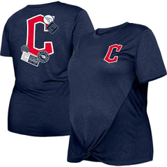 Cleveland Guardians New Era Women's Plus Size Two-Hit Front Knot T-Shirt Sale