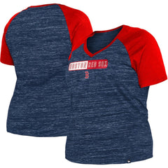 Boston Red Sox New Era Women's Plus Size Space Dye Raglan V-Neck T-Shirt Discount