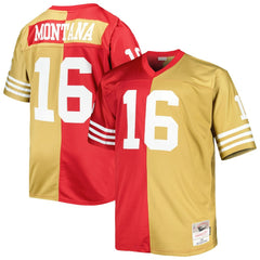 Joe Montana San Francisco 49ers Big & Tall Split Legacy Retired Player Replica Jersey - Scarlet/Gold - Mitchell & Ness