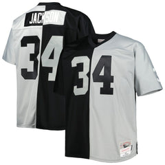 Bo Jackson Las Vegas Raiders Big & Tall Split Legacy Retired Player Replica Jersey - Black/Silver - Mitchell & Ness