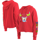 New Era Chicago Bulls Women's Color Pack Cropped Top Pullover Hoodie Red