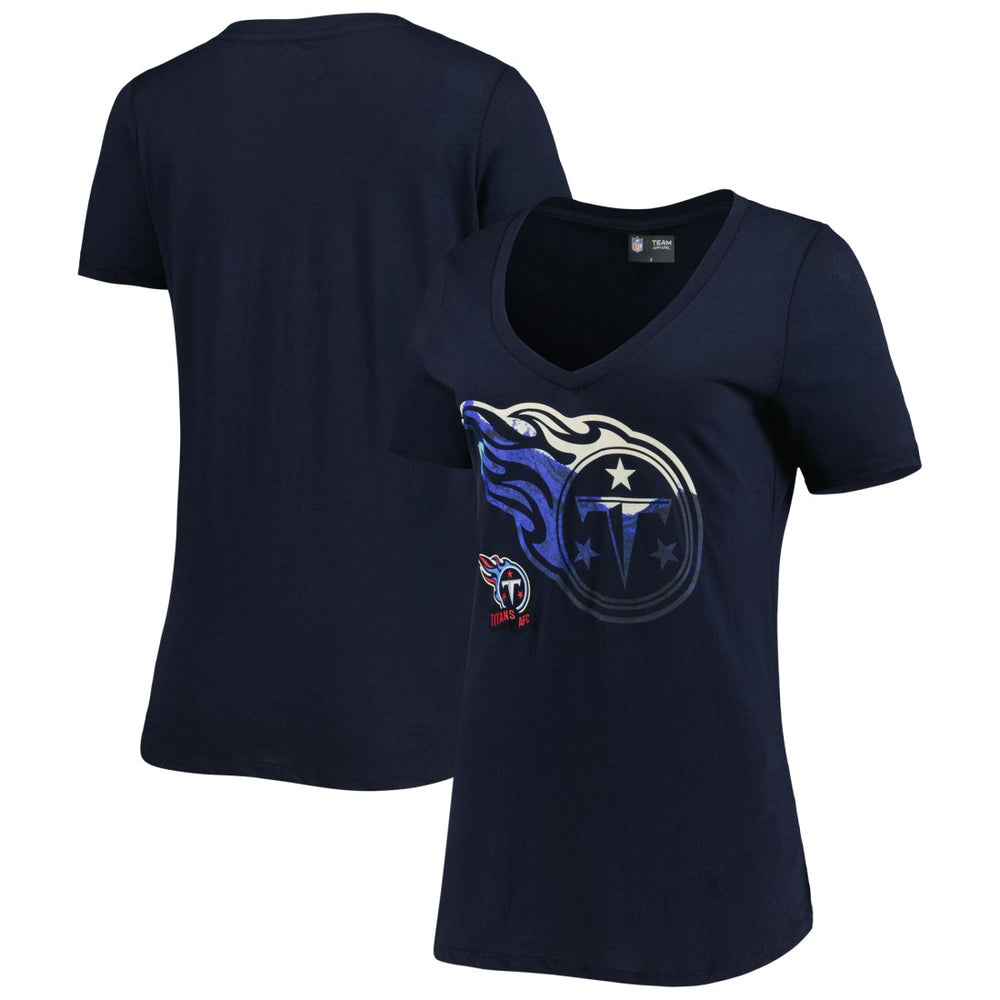Tennessee Titans New Era Women's Ink Dye Sideline V-Neck T-Shirt - Navy - NFL