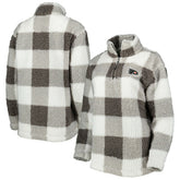 Philadelphia Flyers G-III 4Her by Carl Banks Women's Logo Plaid Sherpa Quarter-Zip Jacket - Gray/White | NHL Lifestyle