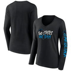 Carolina Panthers Women's Hometown Sweep Long Sleeve V-Neck T-Shirt - Black - Fanatics