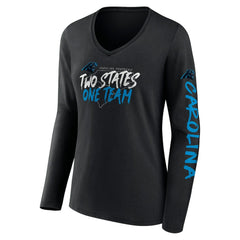 Carolina Panthers Women's Hometown Sweep Long Sleeve V-Neck T-Shirt - Black - Fanatics