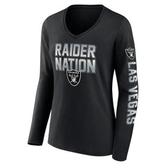 Las Vegas Raiders Women's Hometown Sweep Long Sleeve V-Neck T-Shirt - Black - Fanatics