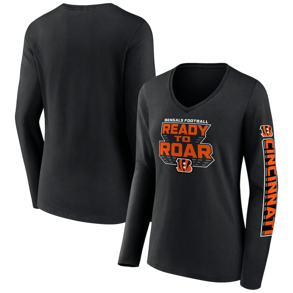Cincinnati Bengals Women's Hometown Sweep Long Sleeve V-Neck T-Shirt - Black - Fanatics