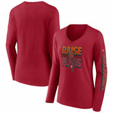 Tampa Bay Buccaneers Women's Hometown Sweep Long Sleeve V-Neck T-Shirt - Red - Fanatics