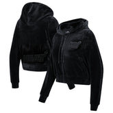 Miami Heat Pro Standard Women's Triple Black Velour Full-Zip Hoodie