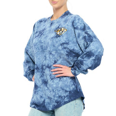 Nashville Predators Fanatics Women's Crystal-Dye Long Sleeve T-Shirt - Navy | Fanatics Lifestyle