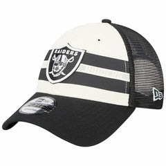 Las Vegas Raiders New Era Team Stripe Trucker 9FORTY Snapback Hat - Cream/Black - NFL