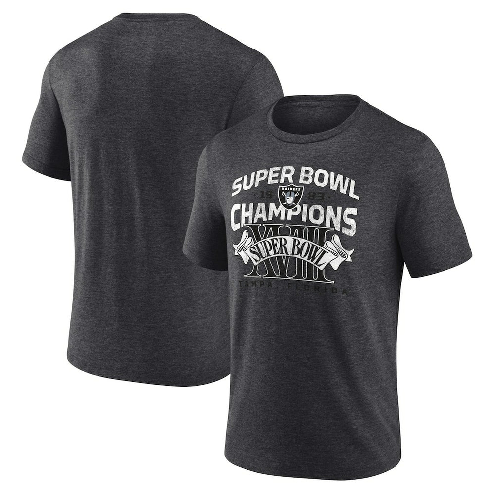 Las Vegas Raiders Hometown Old-Fashioned Super Bowl XVIII Champions Tri-Blend T-Shirt - Charcoal - NFL