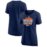 Denver Broncos Women's Hometown First Down Tri-Blend T-Shirt - Heather Navy - NFL