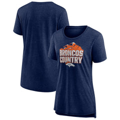 Denver Broncos Women's Hometown First Down Tri-Blend T-Shirt - Heather Navy - NFL
