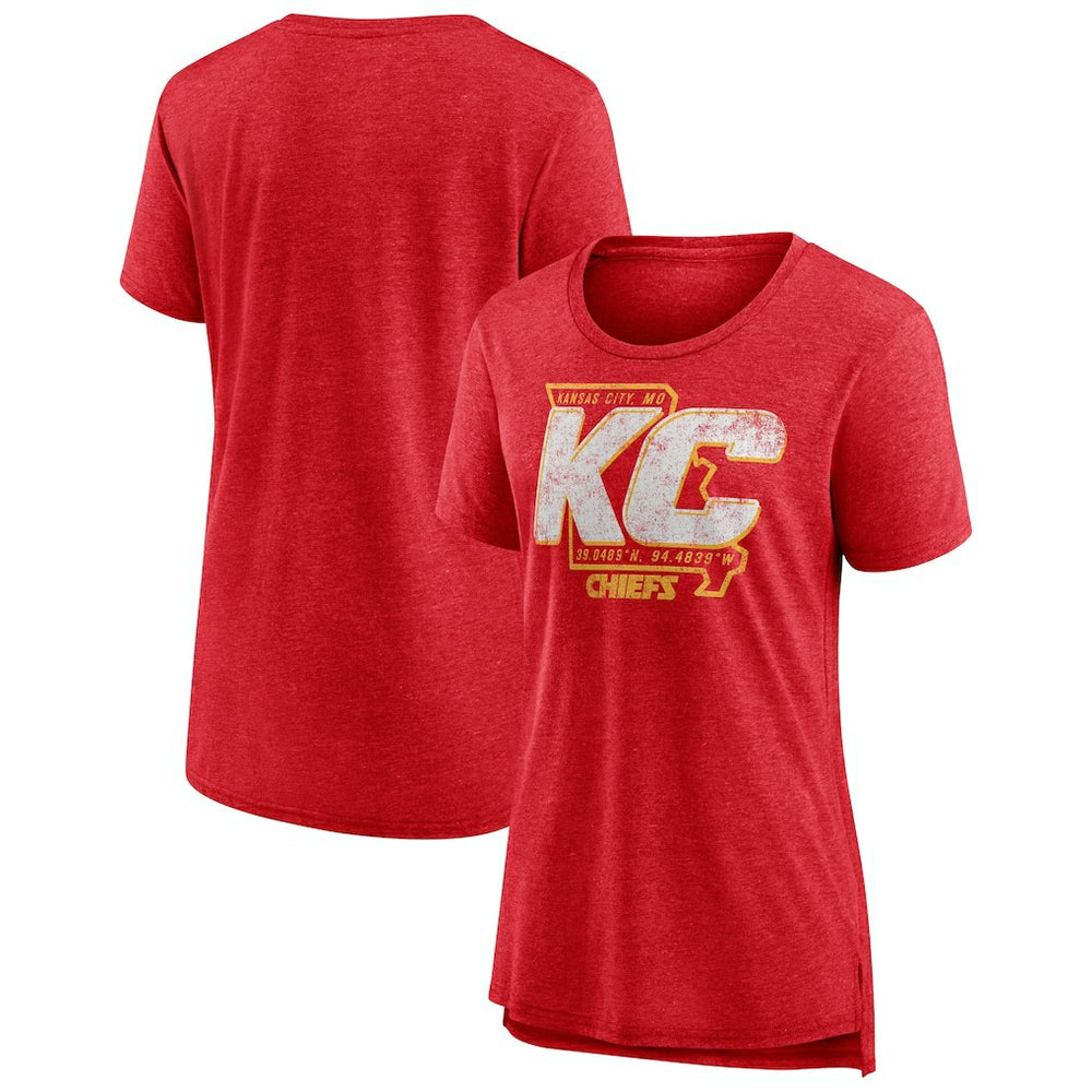Kansas City Chiefs Women's Hometown First Down Tri-Blend T-Shirt - Heather Red - NFL