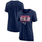 New England Patriots Women's Hometown First Down Tri-Blend T-Shirt - Heather Navy - NFL
