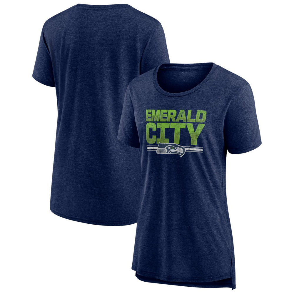 Seattle Seahawks Women's Hometown First Down Tri-Blend T-Shirt - Heather College Navy - NFL