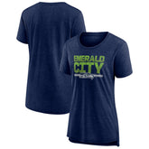 Seattle Seahawks Women's Hometown First Down Tri-Blend T-Shirt - Heather College Navy - NFL
