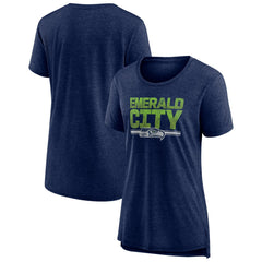Seattle Seahawks Women's Hometown First Down Tri-Blend T-Shirt - Heather College Navy - NFL