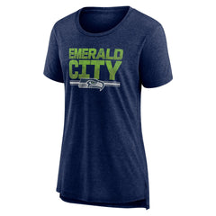 Seattle Seahawks Women's Hometown First Down Tri-Blend T-Shirt - Heather College Navy - NFL