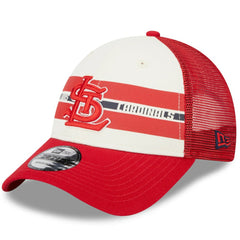 St. Louis Cardinals New Era Team Stripe Trucker 9FORTY Snapback Hat Sale