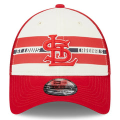 St. Louis Cardinals New Era Team Stripe Trucker 9FORTY Snapback Hat Sale