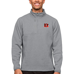 Cincinnati Bengals Antigua Course Quarter-Zip Pullover Top - Heathered Gray - NFL