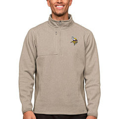 Minnesota Vikings Antigua Course Quarter-Zip Pullover Top - Oatmeal - NFL