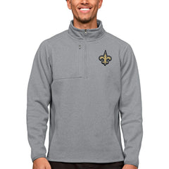New Orleans Saints Antigua Course Quarter-Zip Pullover Top - Heathered Gray - NFL