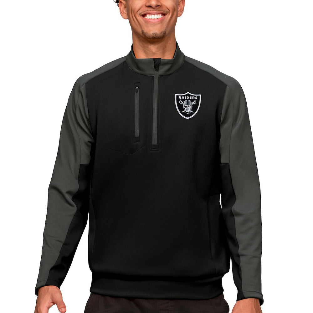 Las Vegas Raiders Antigua Team Quarter-Zip Pullover Top - Black - NFL