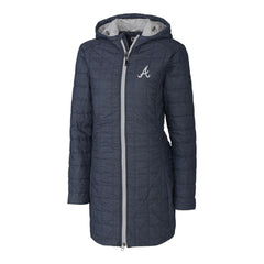 Atlanta Braves Cutter & Buck Women's Rainier Primaloft Eco Full-Zip Hoodie Long Coat Online