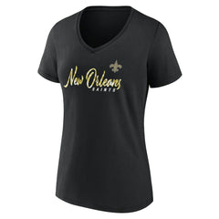 New Orleans Saints Women's Shine Time V-Neck T-Shirt - Black - Fanatics