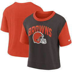 Cleveland Browns Women's High Hip Fashion T-Shirt - Orange/Brown - Nike